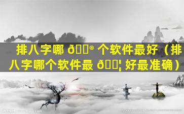 排八字哪 💮 个软件最好（排八字哪个软件最 🐦 好最准确）